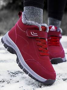 Giày bốt đi tuyết dày ấm áp chống thấm nước mùa đông, cỡ lớn cho cả nam và nữ - Màu Đỏ Sâu - Xem 4