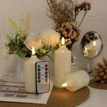 Flameless LED Candles With Remote Control & Timer - 3 Pack Realistic Flickering Candles For Birthday Wishes, Home Decor - 暖光 - 查看 4