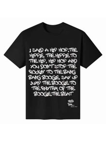 OLD SCHOOL RAP HIP HOP Merch JUlCY POSITIVE Quote 90's T-Shirt - 黑色 - 查看 1