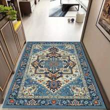 1pc Bohemian Chic Velvet Area Rug - Soft, Thick, Anti-Fatigue, Large Non-Slip, Machine Washable Carpet For Elegant Home Decor