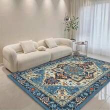 1pc Bohemian Chic Velvet Area Rug - Soft, Thick, Anti-Fatigue, Large Non-Slip, Machine Washable Carpet For Elegant Home Decor