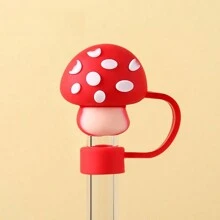 1/8 件卡通形硅胶吸管杯盖，可重复使用吸管盖，密封防尘饮用吸管盖，防溅吸管可爱盖配件家居房间装饰万圣节派对