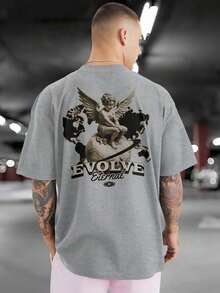 EVOLVE ETERNAL 100% Cotton Front And Back Printed T-Shirt GPJ1 - Xám - Xem 3