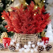 10pcs/Set Tree Spray, Glitter Artificial Pine Needle Branches For Xmas Party Decoration, Faux Leaves For DIY Wreaths Home Decor, Suitable For Trees, Wreaths, Garlands - Battery-Free Holiday Decor For New Year, Wedding, Valentine Day, Gift,Fake Plants Christmas Decorations Room Decor Christmas
