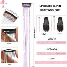 6个闪亮发夹，23.6英寸亮片发饰夹式套装，耐热闪光发夹，女士适用（紫色） - 紫色 - 查看 3