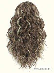 Curly Hair Ponytail Extension 12 Inch Claw Drawstring Ponytail Wig Pieces Brown With Golden Highlights High Pony Tails Hair Extensions Synthetic Friendly Fiber For Women