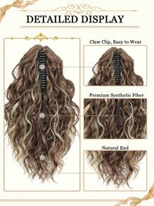 Curly Hair Ponytail Extension 12 Inch Claw Drawstring Ponytail Wig Pieces Brown With Golden Highlights High Pony Tails Hair Extensions Synthetic Friendly Fiber For Women