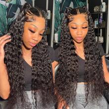 36 Inch 13x6 Full Lace Front Wigs Human Hair Pre Plucked Deep Wave 180 Density Transparent Lace Frontal Wig With Baby Hair Transparent Glueless Deep Curly Human Hair Wigs For Women - Natural Black - View 10