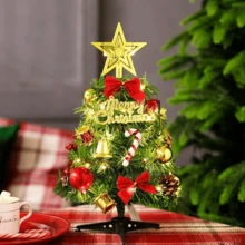 Mini Small Christmas Tree With LED Lights Tabletop Artificial Xmas Ornament Gift For Holiday ,Christmas Party Decorations And Daily Furniture Decoration - Multicolor - View 2