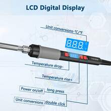 ilibilib 90 Watt Soldering Iron, 110W High Power, Full Digital Display °F /°C - Temperature Controlled Soldering Tool With ON/OFF Switch - View 3