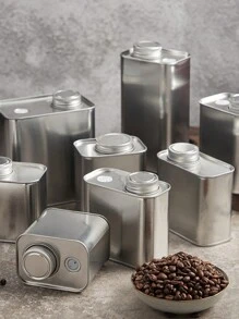 1pc Coffee Container With One-Way Valve, Tin Square Airtight Metal Canister For Nuts, Tea, Food Storage - Multicolor - View 1