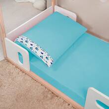 2-Piece Plain Sheet Set With Hem And Children's Prints Montessori Bed Percale 200 Thread Count 100% Cotton - 青碧色 - 查看 3