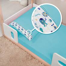 2-Piece Plain Sheet Set With Hem And Children's Prints Montessori Bed Percale 200 Thread Count 100% Cotton - 青碧色 - 查看 2