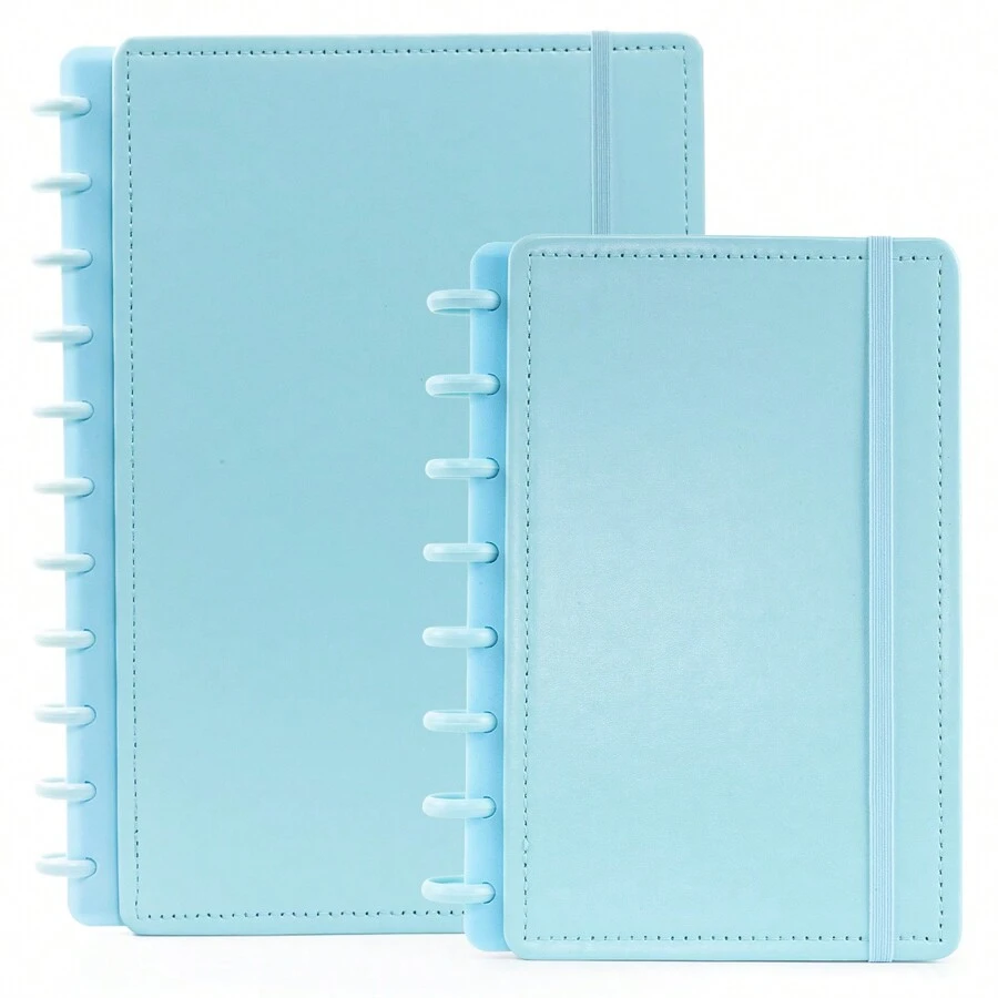 Kit Caderno Inteligente Grande A4+A5 Refil Folha Capa Dura De Discos Anotações Pautado Planejador Colors - Azul - Visão 1