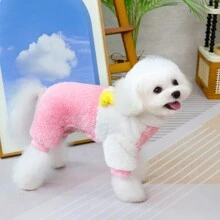 24件装鸭子造型四脚抓绒毛衣，宠物服装，猫咪连体衣，狗狗四脚抓绒外套，新款秋冬动物服装，小型宠物服饰，3D鸭子变身服，休闲狗狗服装，宠物用品，畅销款，保暖针织衫，双面抓绒毛衣 - 粉色 - 查看 6