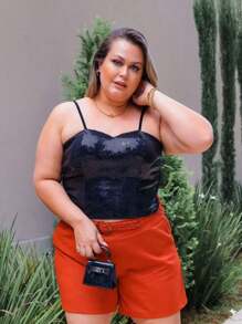 Cropped Plus Size Shiny Sequin Fashion Carnival 2024 Fits 44 To 50 - màu đen - Xem 1