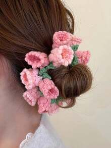 1 件女士手工制作甜美花朵发圈，粉色、蓝色和紫色 - 彩色 - 查看 1