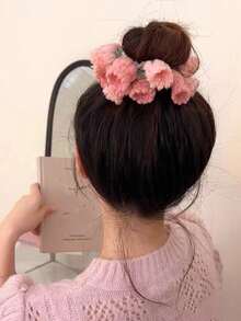 1 件女士手工制作甜美花朵发圈，粉色、蓝色和紫色 - 彩色 - 查看 2