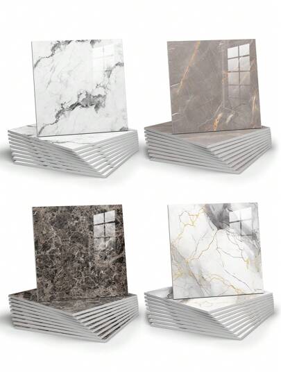 10pcs Marble Peel And Stick Waterproof Shower Wall Panels, Peel And Stick Backsplash Tile, PVC Wall Panels For Bathroom, Kitchen, And Living Room - 11.8"X11.8" Shower Tiles, Renovation Stickers Peel Wall Panels, Wall Paper, Wallpapers, Spring Decoration Items Refresh Your Home, Festival Decoration Stickers Gifts Birthday Graduation