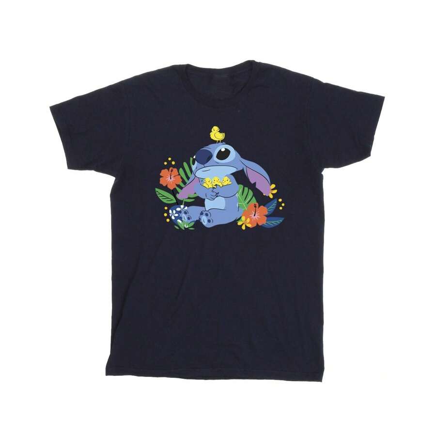 Disney Mens Lilo & Stitch Birds T-Shirt (Navy Blue) - 藍色 - 查看 1