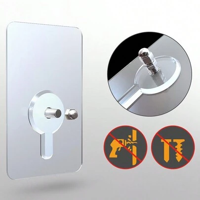 6pcs No Drill Wall Hooks, Seamless Wall Mounting Hooks, Picture Frame Hangers, Sturdy Bathroom Wall Hooks, Stainless Steel Screws (With Nuts And Washers), Bathroom Storage Towel Rack Accessories, Suitable For All Smooth Hard Walls - Home Decor, Scene Decor, Theme Party Decor, Wall Decor, 6 Screw Lengths Available