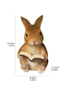 1pc Outdoor Garden Ornaments Solar Powered Resin Craft Rabbit Holding Flower Decoration For Garden - Burnt Orange - View 11