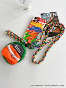 1 套精致多色编织手链 + 斜挎带 + 带连接器的迷你包 - 彩色 - 查看 7