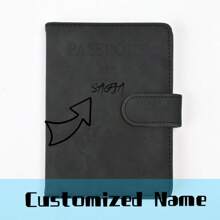 1 件定制姓名护照夹，旅行必备品，护照钱包保护套，旅行必备配件，男女护照夹 - 黑色 - 查看 1