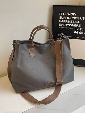 Casual Style Plain With Adjustable Strap Large Capacity Shoulder Tote Bag,Cross Body Bag Everyday Bag, Etc. Perfect For Daily Use - Suitable For Traveling, Work Or Shopping,University, College Classroom , Commute,School, Etc. For Women, Rookies & White-Collar Workers,Girl, College Students,Young Girl, Eye-Catching Work Bags For Women