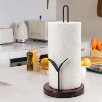 Supporto per rotolo di carta da cucina da appoggiare sul bancone, portarotolo di carta in legno, design facile da strappare con una mano, porta rotolo di carta stile rustico per cucina, tavolo da pranzo e decorazione domestica, modello alto facile da installare (per rotoli da 11")