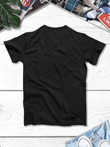 SHEIN SHEIN Men's Short Sleeve Printed T-Shirt - 黑色 - 查看 2