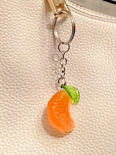 1pc/2pcs Fashion Keychain Punk Y2K Cute Orange Leaves Keychains For Women Bag Pendant Jewelry Trinket Girl's Car Key Ring Key Chain Accessories Car Accessories Bag Charm School Goth