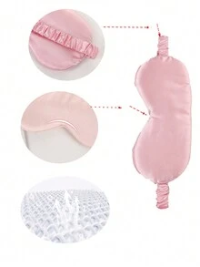 1pc Cute Reversible Satin Sleep Eye Mask, Lightweight & Breathable Blindfold For Travel, Nap, Pink,School,Back To School,Travel,Travel Essentials,Home Essentials,Eye Mask,Sleep Mask - Multicolor - View 9