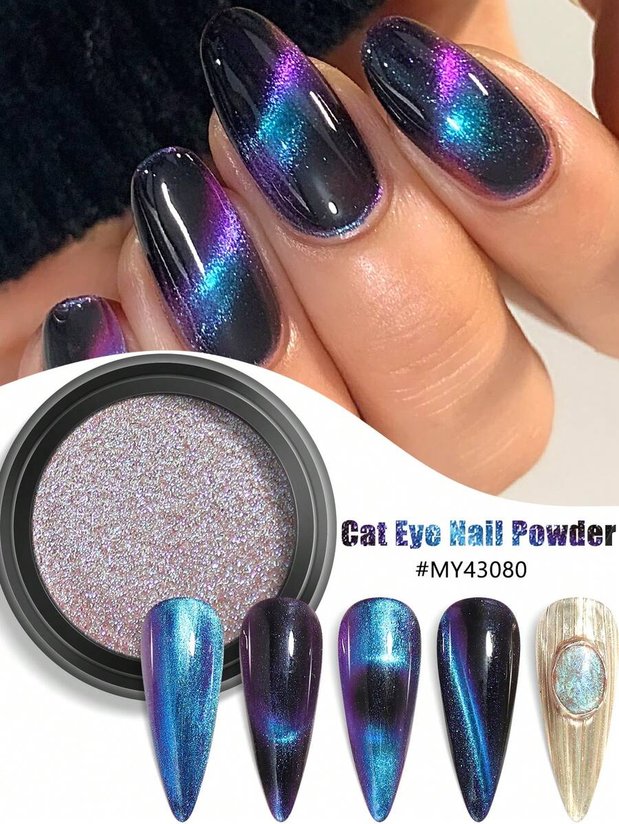 1 Chai 9D Bột Mắt Mèo Tắc Kè Hoa Từ Tính Lấp Lánh Làm Móng Nghệ Thuật Làm Móng Bột Mạ Crom Laser Xanh Tím Holographic Gel Sơn Móng Tay Trang Trí Nghệ Thuật Làm Móng Tay Y2K Tự Làm Tại Tiệm Làm Móng - Nhiều màu - Xem 1