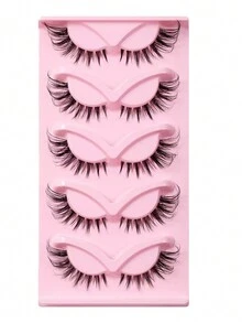 5 pares de nuevas pestañas postizas con estilo chino de tira completa, de tonos frescos y densidad natural, que alargan la apariencia del ojo exterior, ojos de zorro de estilo dibujado - Pestañas Fluffy - Ver 5
