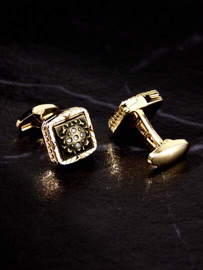أزرار أكمام مطلية بالذهب الأنتيك بتصميم عباد الشمس - مرصعة بطبقتين من البلورات، إكسسوار فاخر للرجال لارتداء القمصان الرسمية في الحفلات والزفاف