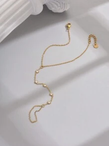 1 件女式不锈钢 18K 镀金 5 件圆形白色锆石手链，时尚珠宝 - 金色 - 查看 2