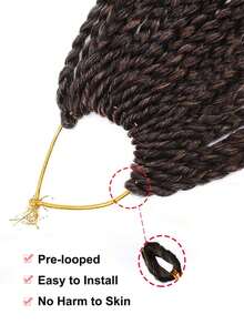 Goddess Box Braids Crochet Hair With Curly Ends 12 Inch Pre Lopped Crochet Hair For Women Boho Box Knotless Braids Synthetic Hair Extensions 16 Strands/Pack Braiding Hair Extension(OT27) - Linen Brown - View 4