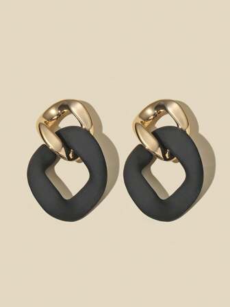 زوج أقراط هندسية متعددة الألوان بسلسلة