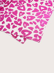 1pc Women Bandana Polyester Hot Girl Heart Printed Scarf, Multi-Use Headscarf, Suitable For All Seasons - Pink - View 2