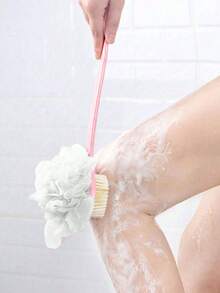 Escova de Banho Dupla Face 2 em 1 (Cabo Longo com Cerdas Macias) - 1 ou 2 unidades. Escova multifuncional para esfoliação e limpeza, ideal para as costas e para o banho. Perfeita para nécessaire de viagem e kit de viagem. - Multicolorido - Ver 3