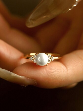 1 st 925 sterlingsilver fransk elegant enkel diamantinläggning konstgjord ring, gåva/dejt/vigsel/förlovningsring/brudsmycken