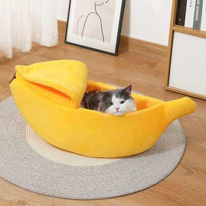 1 件，多色可选，大/小号，新款香蕉形冬季保暖加厚宠物床，带盖，封闭式猫床，狗床，适合小型和中型猫狗室内睡眠，耐用，可手洗。S 码，适合幼猫、幼犬和其他小型宠物及动物，狗狗，猫咪，聊天室，幼犬饲养，狗床，Nourris Top Chiot，狗狗配件，Casa Dei Cuccioli，猫床，