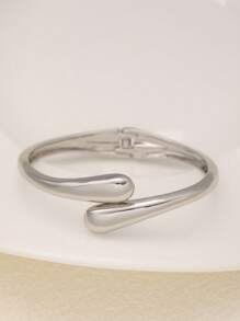 2 piezas Pulseras brazalete de acero inoxidable vintage con diseño de gota de agua para mujer, uso diario