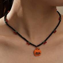 1 chiếc vòng cổ Halloween thời trang Châu Âu & Mỹ, vòng cổ choker mặt dây chuyền hình quả bí ngô màu đen sáng tạo, thích hợp cho phụ nữ đeo trong những dịp lễ hội hoặc hàng ngày - bí ngô vui nhộn - Xem 7