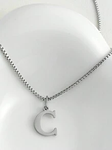 Magic Fish 1pc Classic 26 Alphabet Letter Necklace A-Z Initial Pendant Necklace Stainless Steel Jewelry Gift, Suitable For Daily Wear