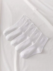 5 pares Calcetines de tripulación unicolor - Ver 1