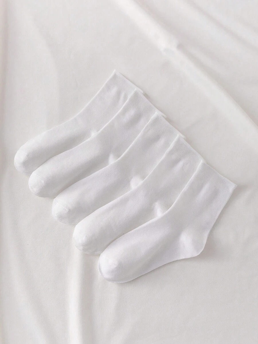 5 pares Calcetines de tripulación unicolor - Ver 1