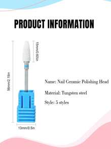 Dual Step Ceramic Nail Drill Bits Set, 3/32" (2.35mm) Professional Acrylic Nail File Drill Bits For Manicure Pedicure Cuticle Gel Nail Polish 5 Pieces - White - View 5