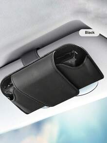 1pc Car Glasses Clip Multi Functional Leather Car Glasses Box Car Glasses Storage Box - one-size - View 7